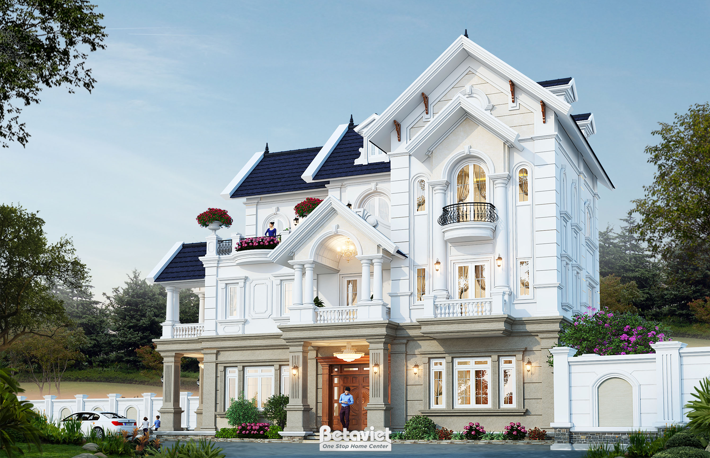 Thiết kế biệt thự tân cổ điển 3 tầng mái thái Hải Phòng KT20131