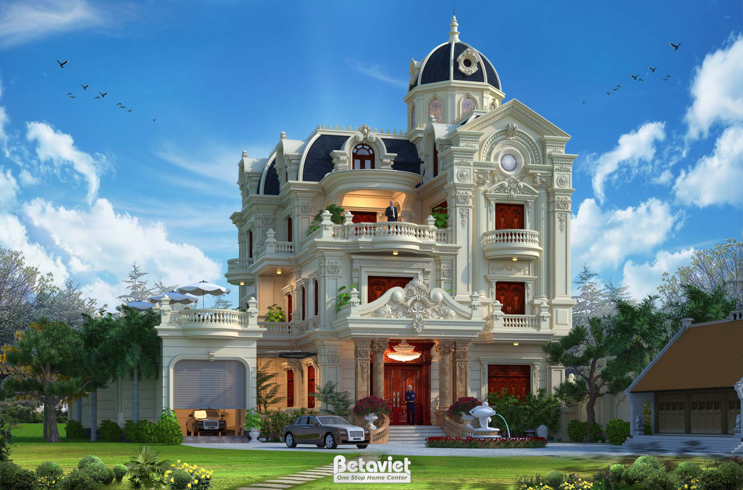 Thiết kế lâu đài cổ điển 3 tầng mái mansard 750m2 tại Lạng Sơn KT20142