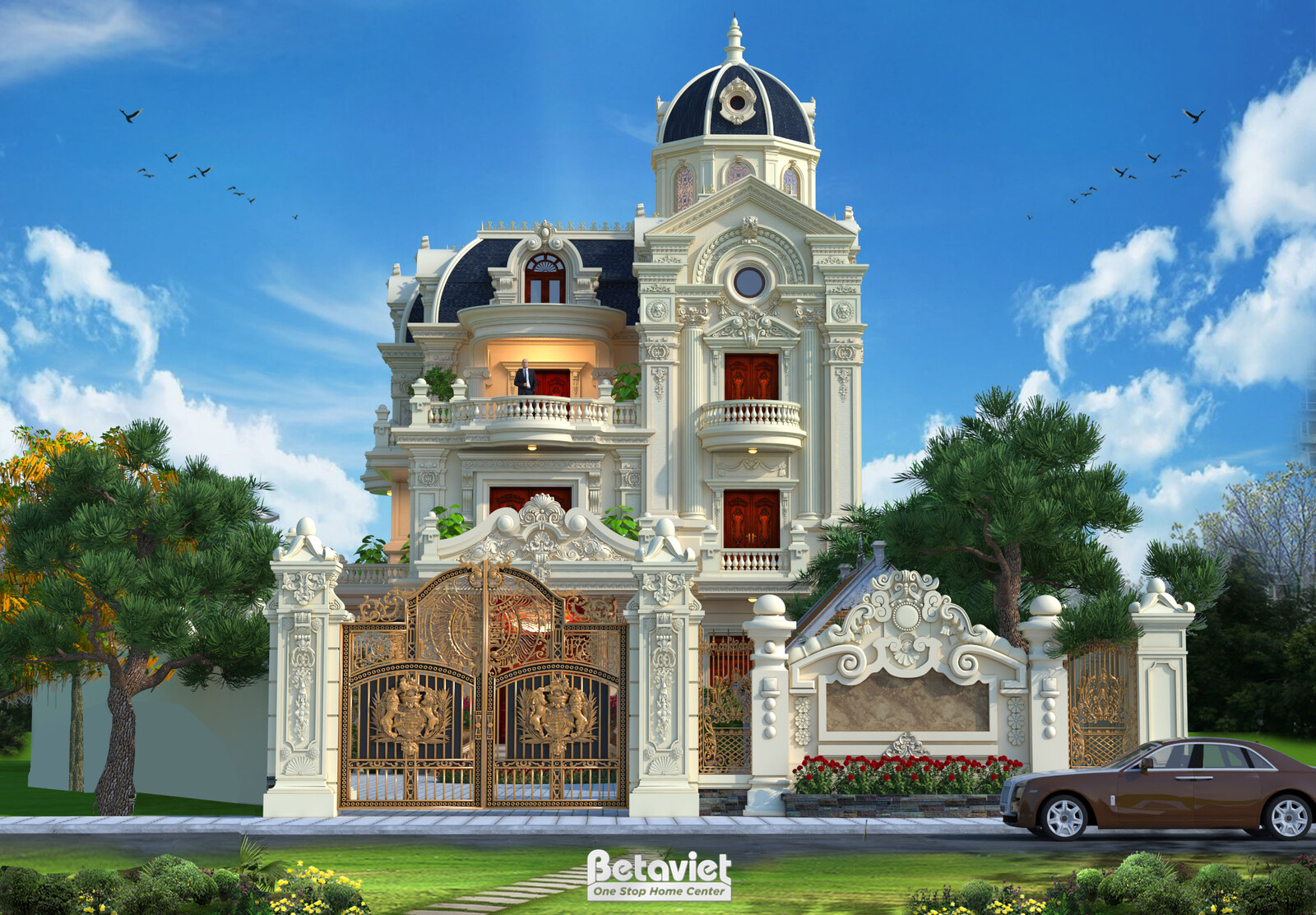 Lâu đài 3 tầng cổ điển KT20142 – cổng và hàng rào
