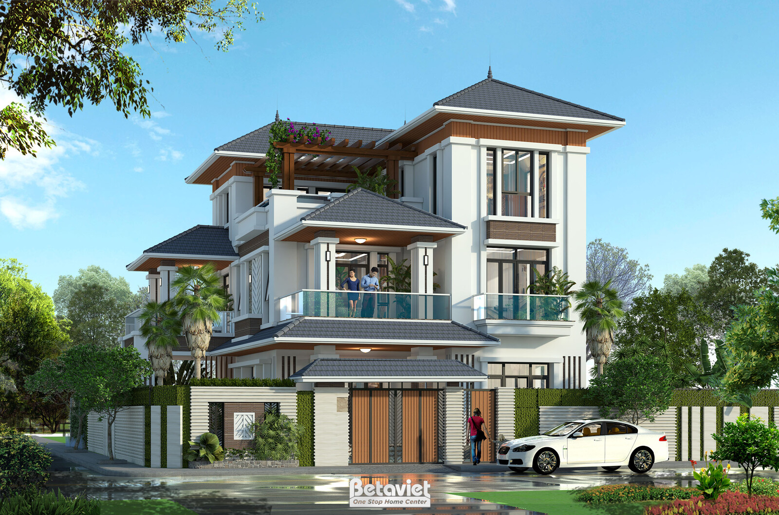 Biệt thự 3 tầng hiện đại KT17108 – phối cảnh mặt tiền (2)