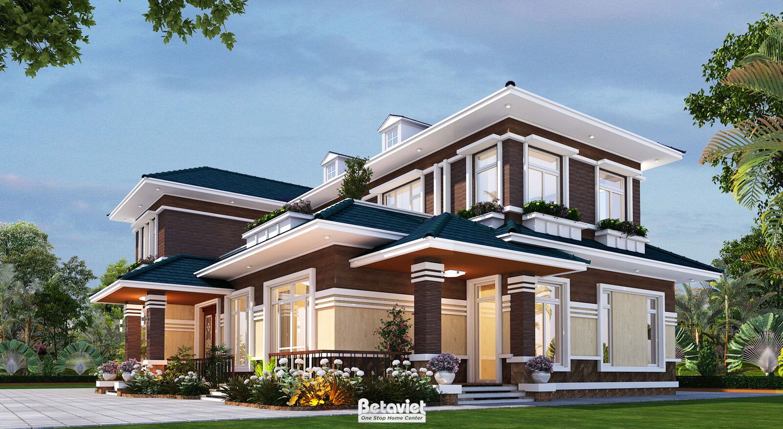 Biệt thự 2 tầng hiện đại KT21197 – phối cảnh mặt tiền (4)