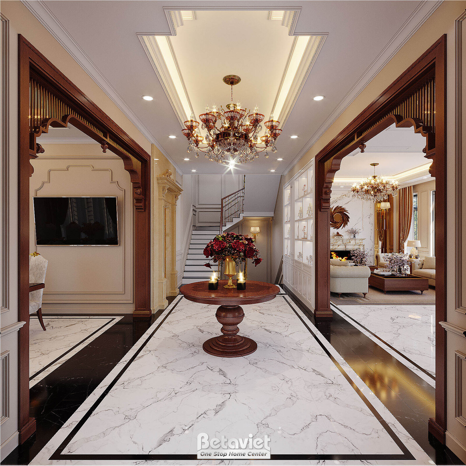 Nội thất đại sảnh biệt thự Art Deco KT22096 – góc nhìn 2