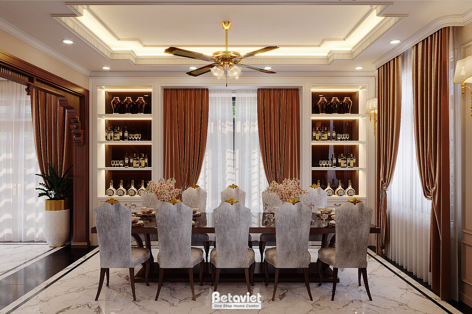 Nội thất phòng ăn biệt thự Art Deco KT22096 – góc nhìn 4