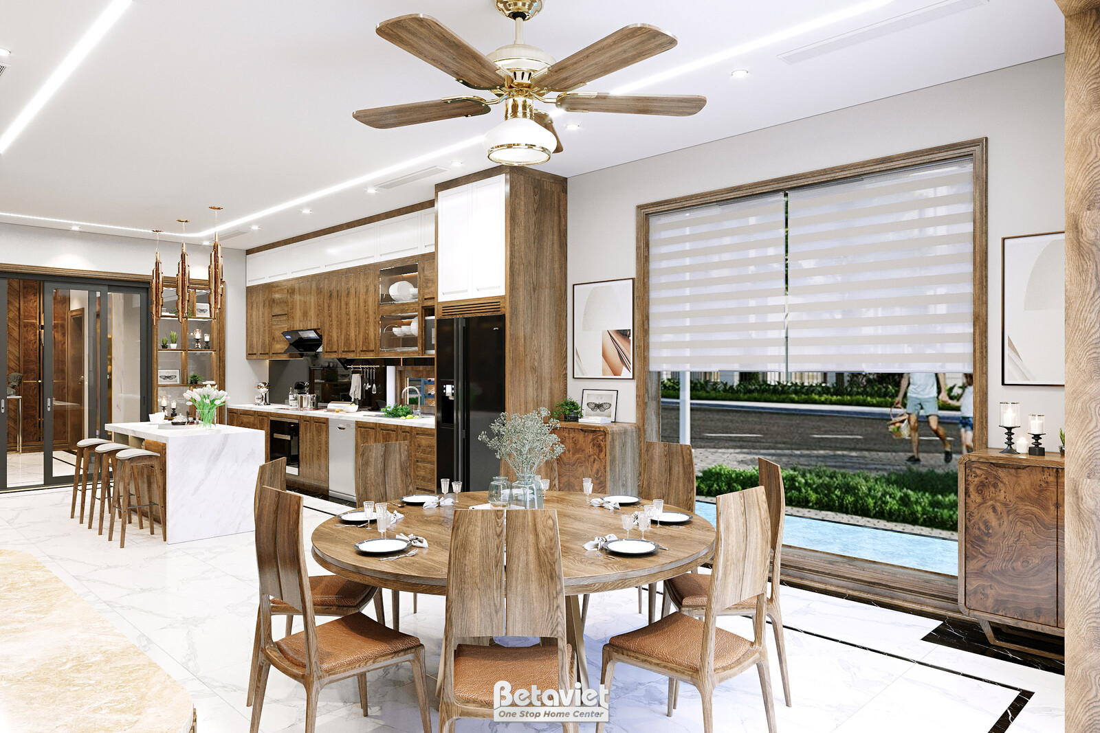 Nội thất phòng ăn biệt thự hiện đại NT22083 – góc nhìn 2
