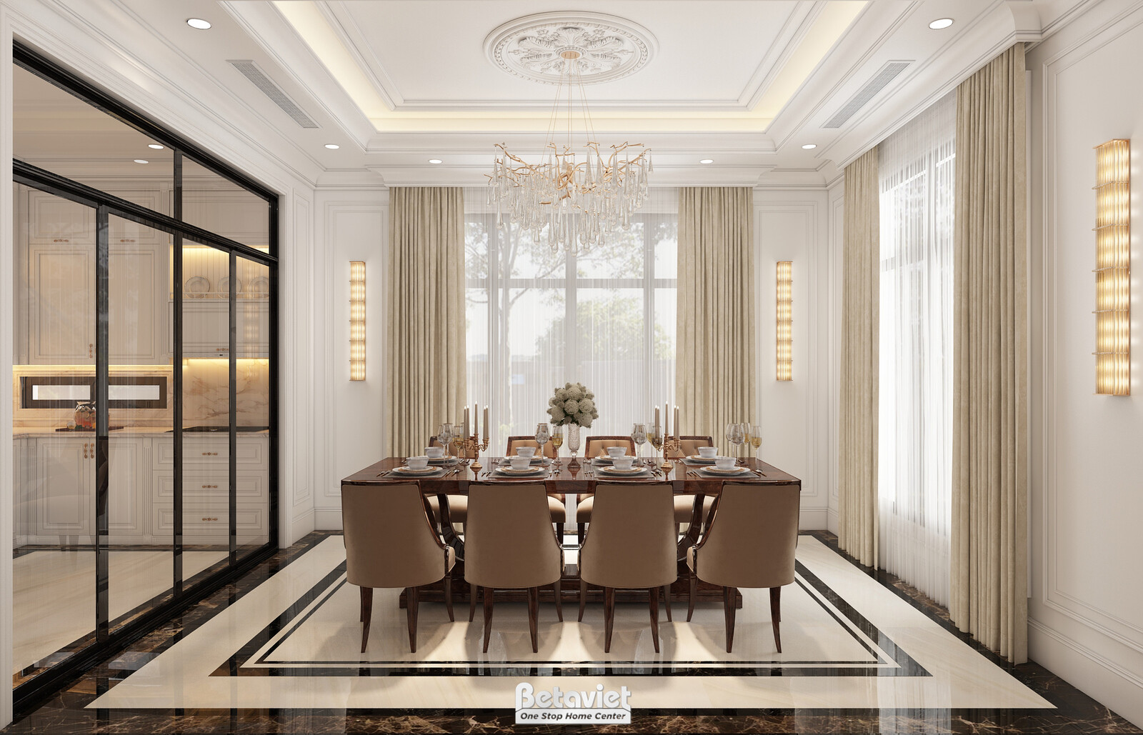 Nội thất phòng ăn biệt thự hiện đại NT22087 – góc nhìn 2