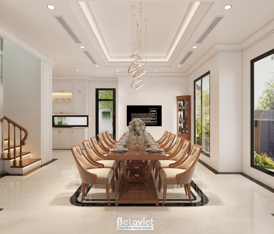 Nội thất phòng ăn biệt thự hiện đại NT22031 – góc nhìn tổng thể