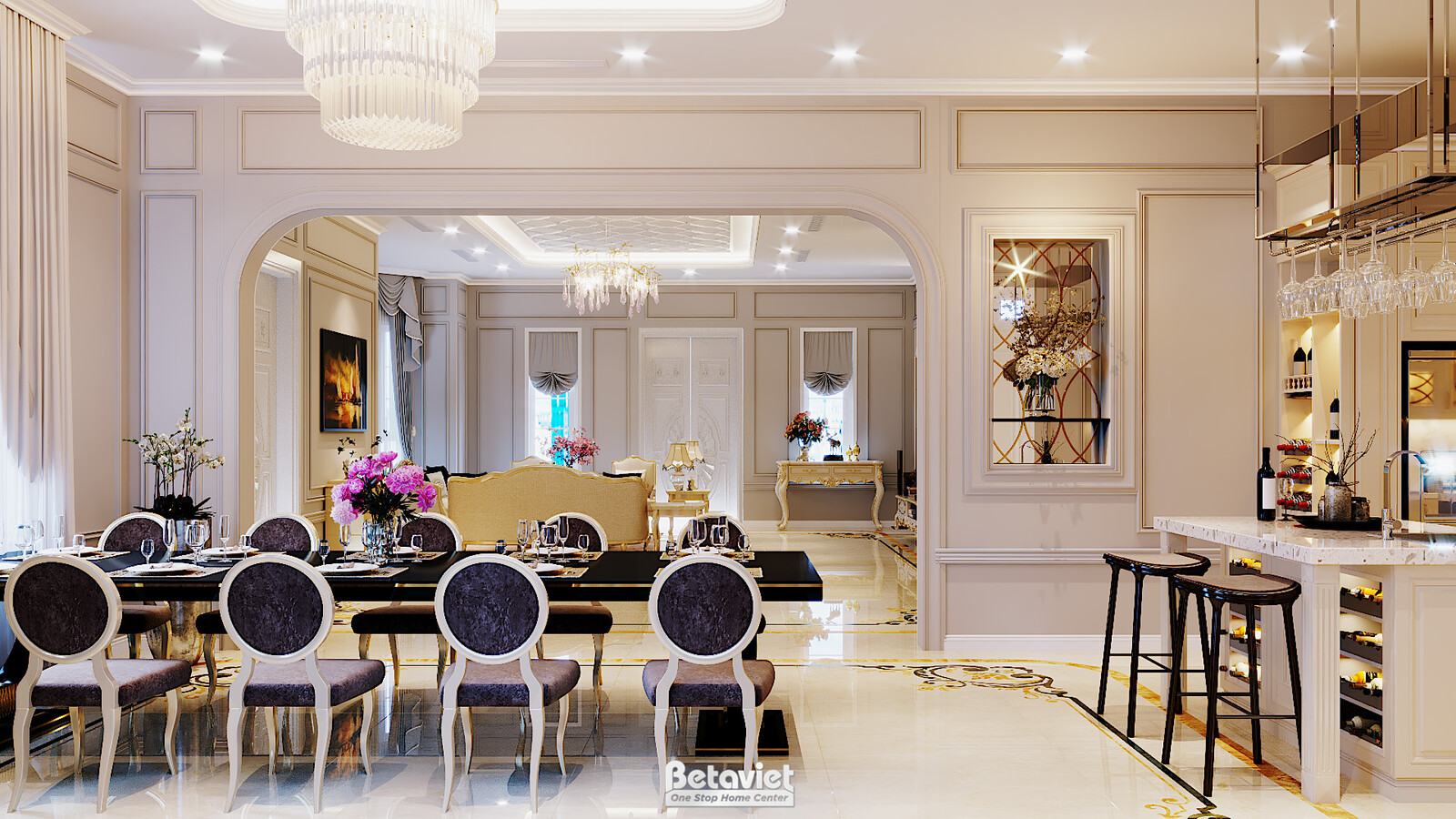 Nội thất phòng ăn biệt thự Art Deco NT20105 – góc nhìn 2