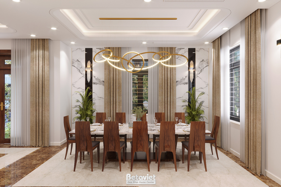 Nội thất phòng ăn biệt thự hiện đại NT22067 – góc nhìn tổng thể