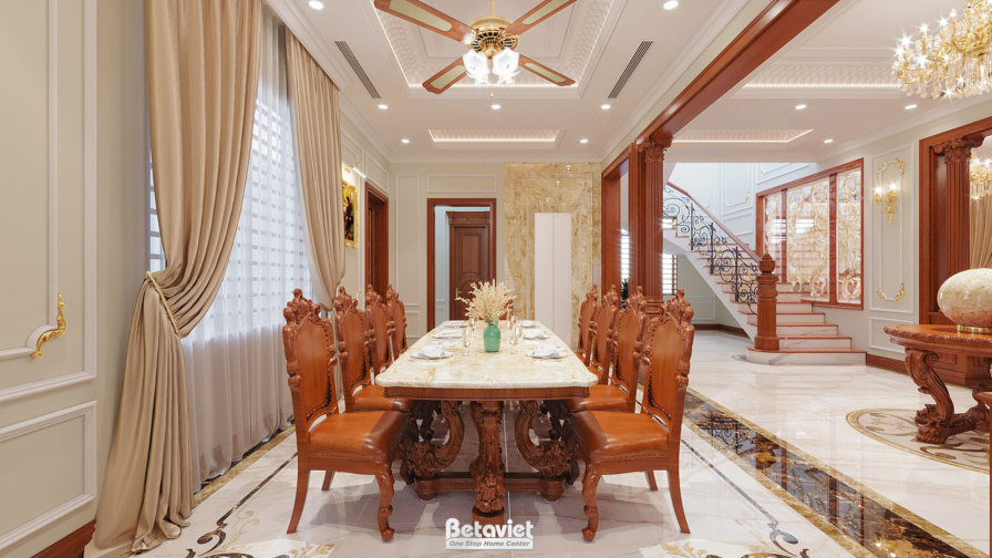 Thiết kế nội thất phòng ăn tân cổ điển NT22040