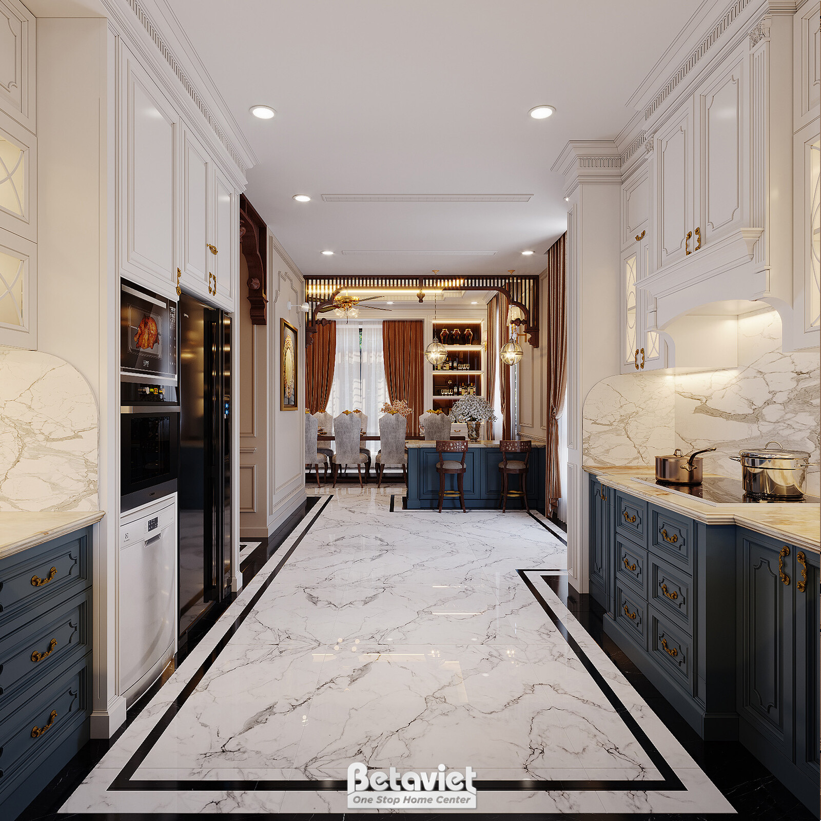 Nội thất phòng bếp biệt thự Art Deco KT22096 – góc nhìn 2