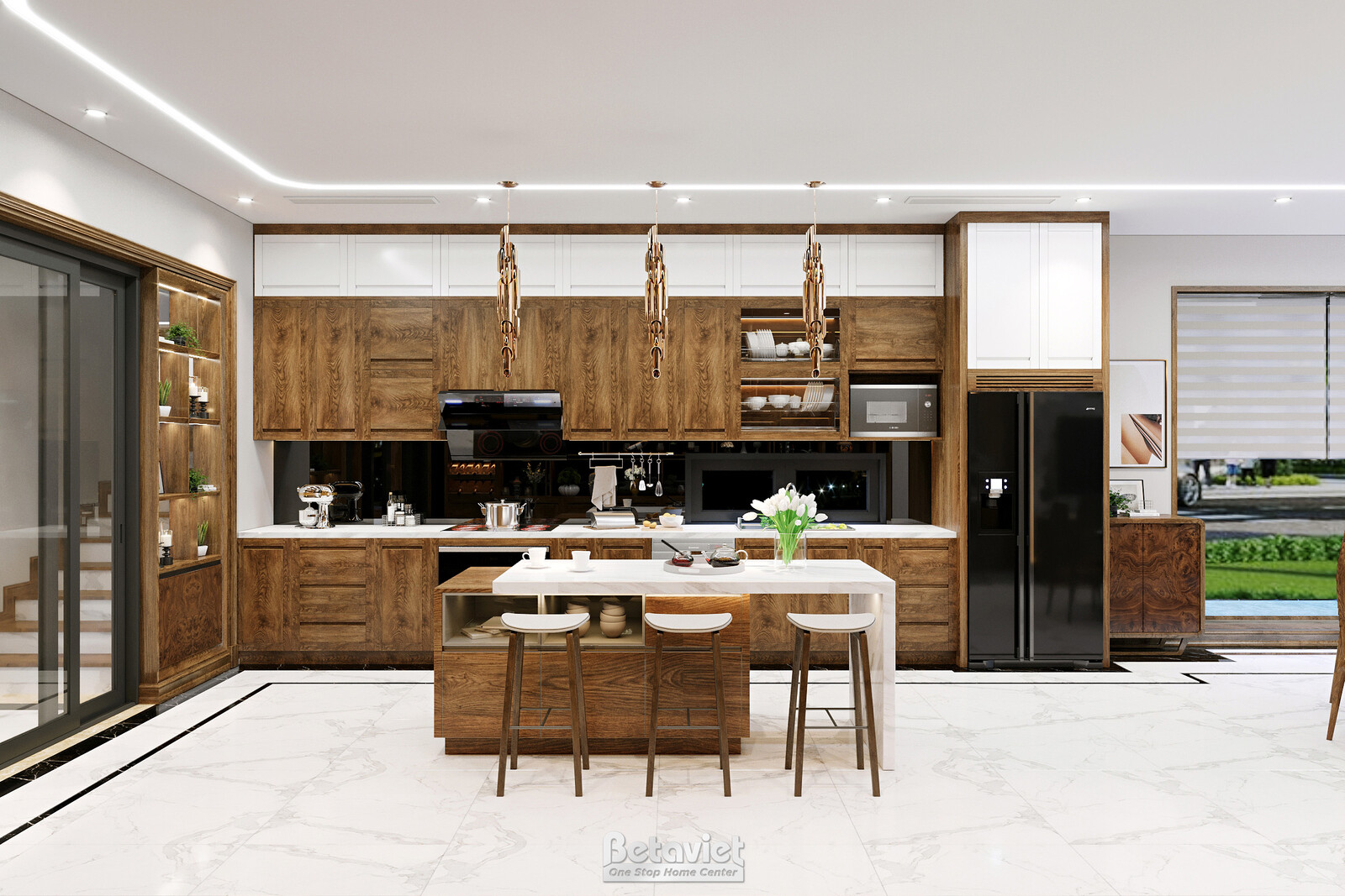 Nội thất phòng bếp biệt thự hiện đại NT22083 – góc nhìn 2