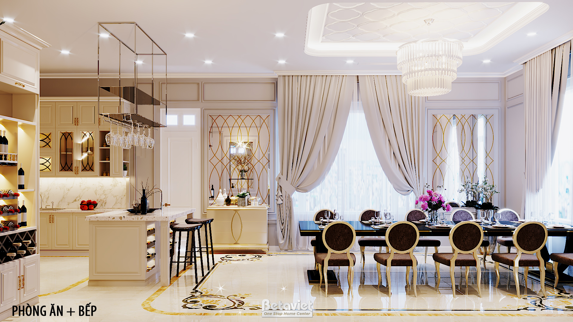 Thiết kế nội thất phòng bếp phong cách Art Deco NT20105
