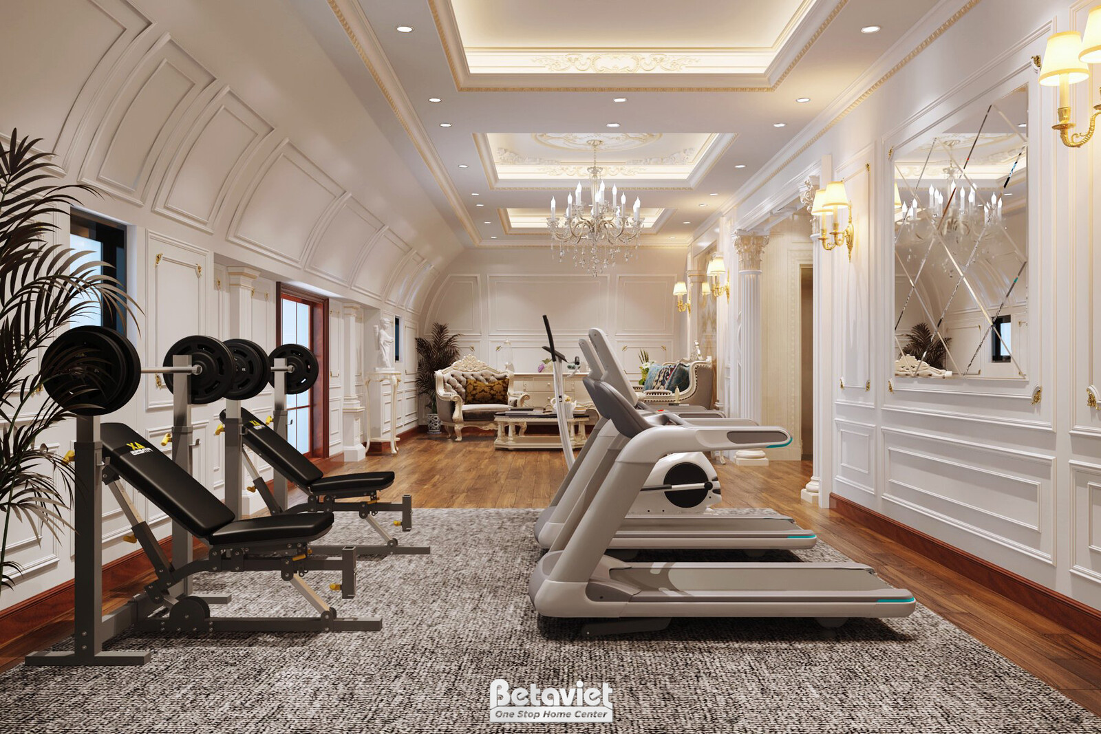 Nội thất phòng tập gym biệt thự tân cổ điển KT22086 – góc nhìn 4