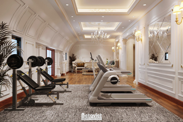 Thiết kế nội thất phòng gym biệt thự tân cổ điển NT22086