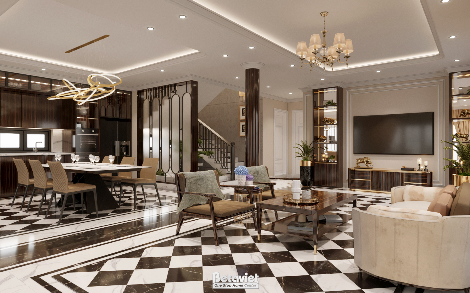 Nội thất phòng khách biệt thự Á Đông KĐT Park City NT23311