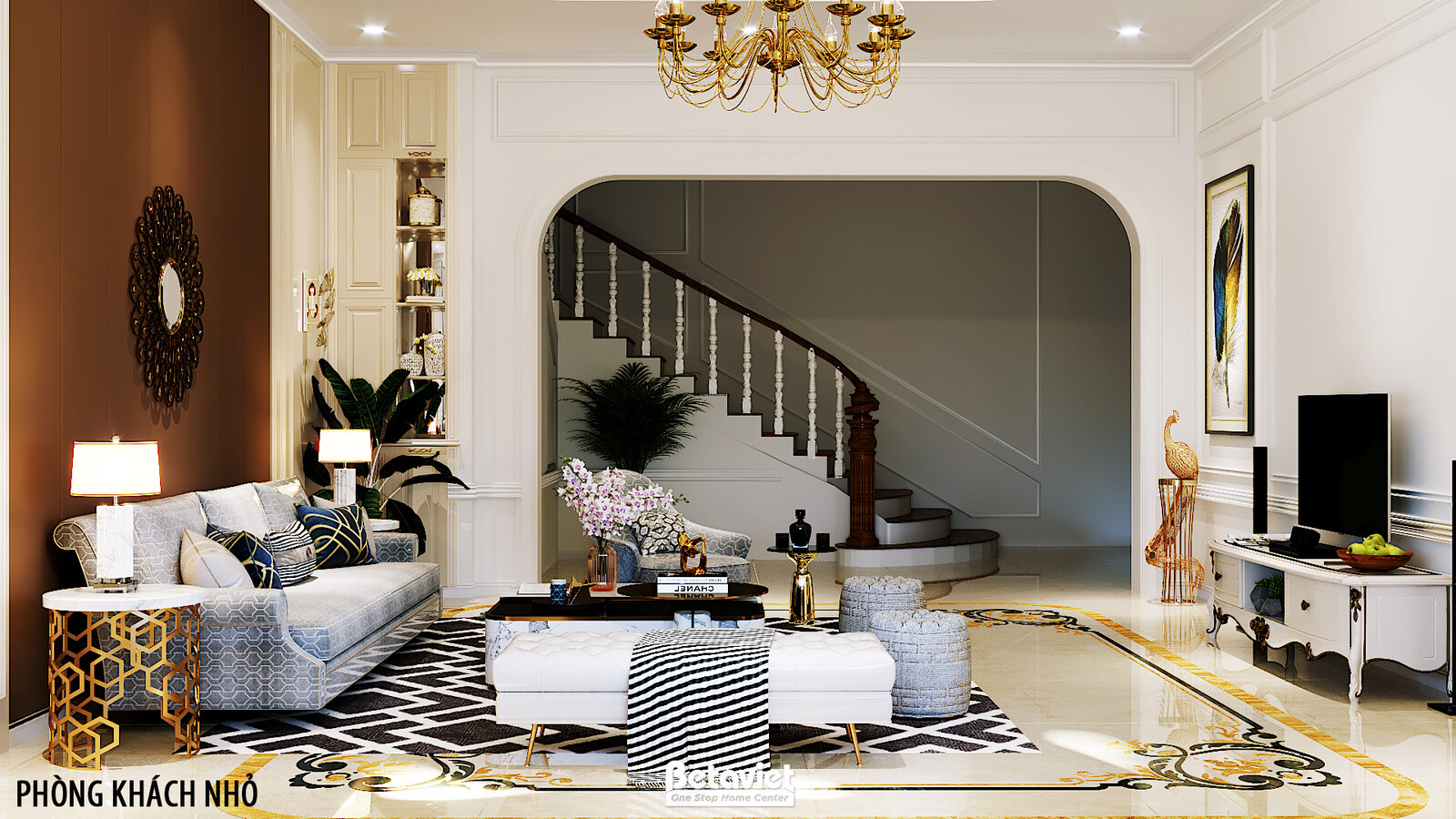 Nội thất phòng khách biệt thự Art Deco NT20105 – góc nhìn 2
