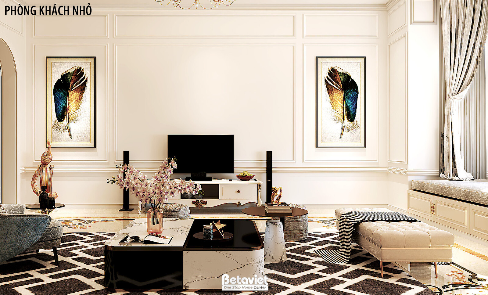 Nội thất phòng khách biệt thự Art Deco NT20105 – góc nhìn 3