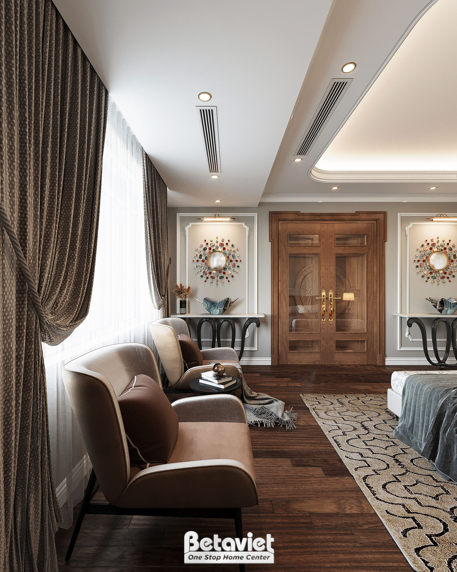 Nội thất phòng ngủ biệt thự Art Deco NT21106 – góc nhìn 4