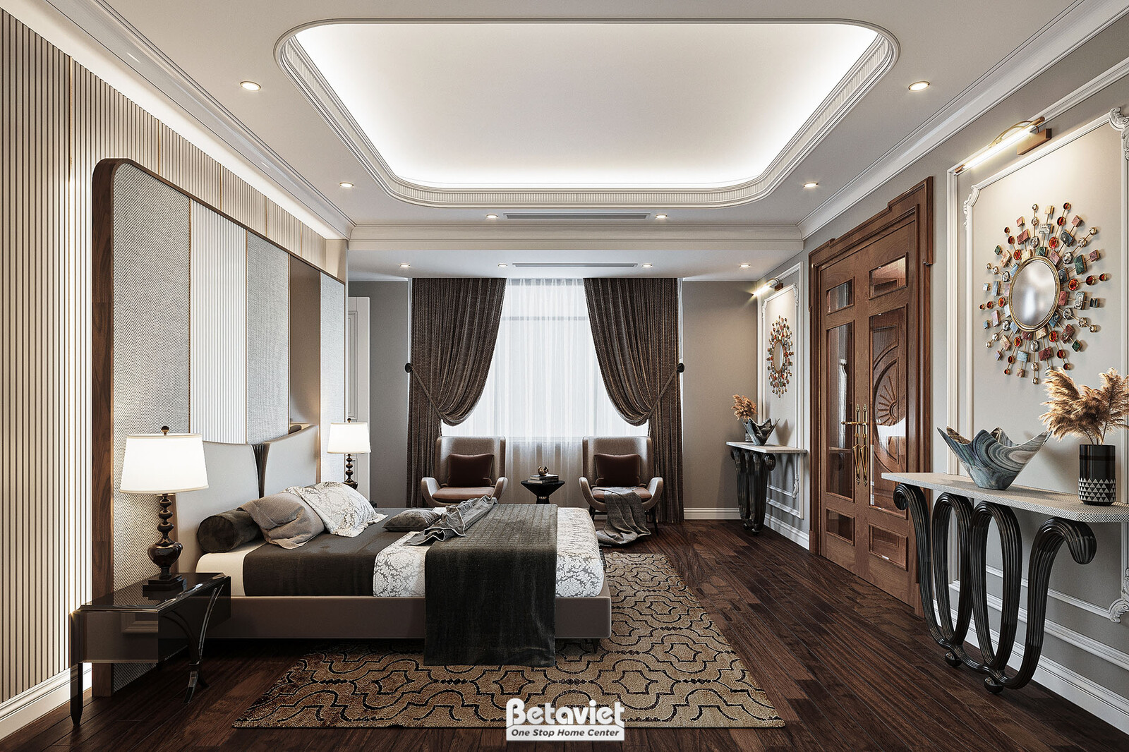 Nội thất phòng ngủ biệt thự Art Deco NT21106 – góc nhìn 2