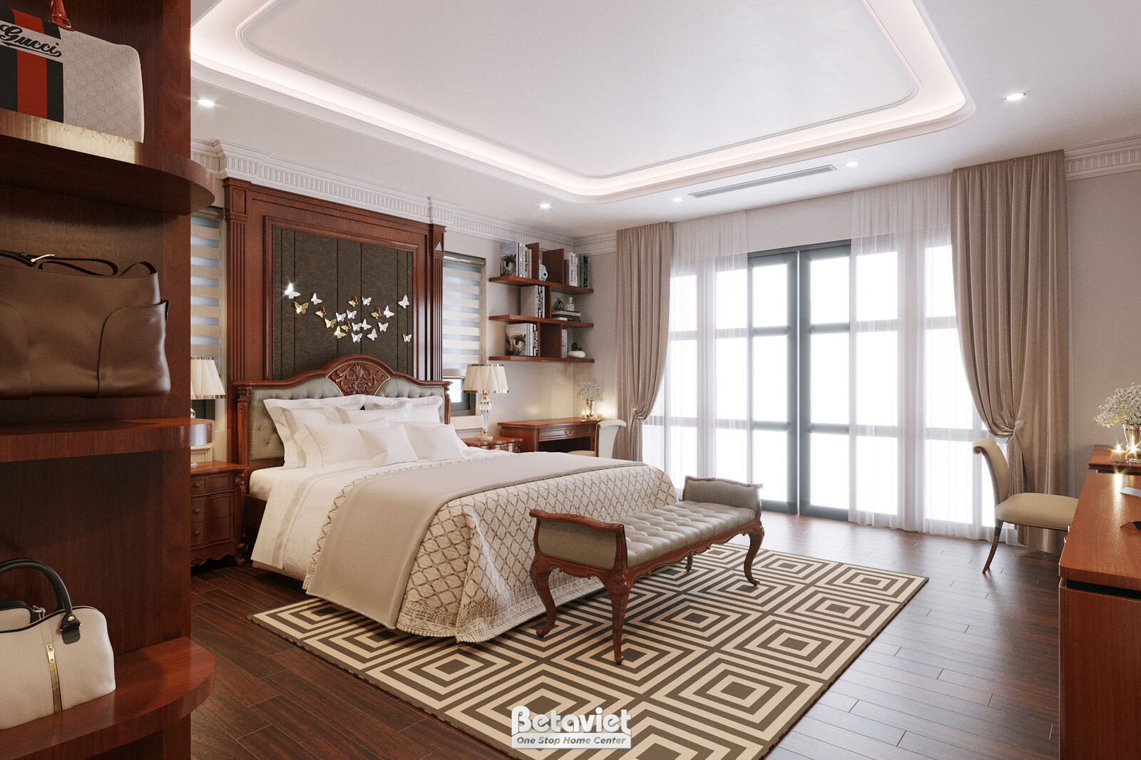 Nội thất phòng ngủ biệt thự tân cổ điển KT22108 – góc nhìn 4