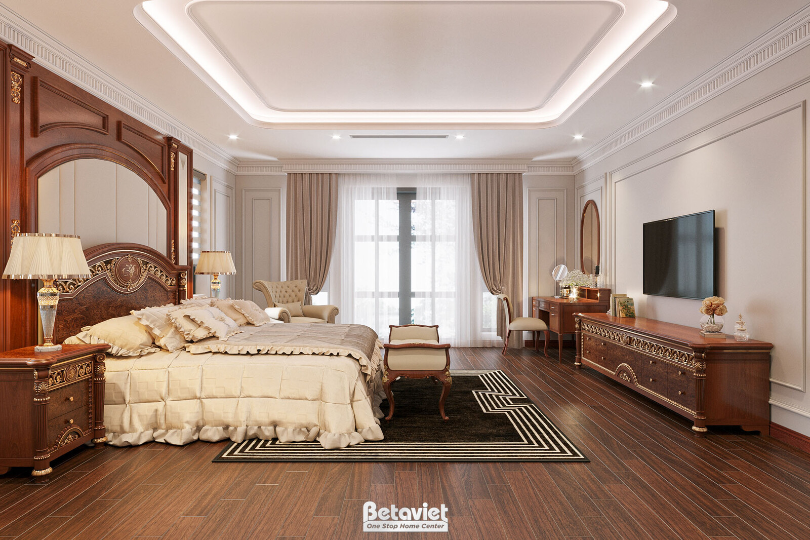 Nội thất phòng ngủ biệt thự tân cổ điển KT22108 – góc nhìn 10