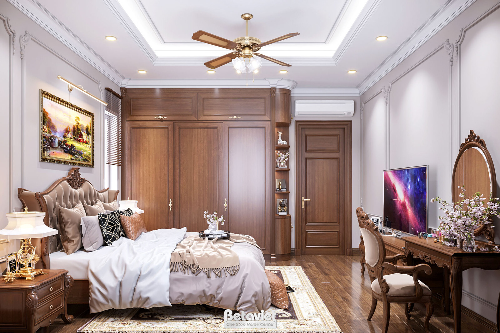 Nội thất phòng ngủ biệt thự tân cổ điển KT17115 – góc nhìn 10