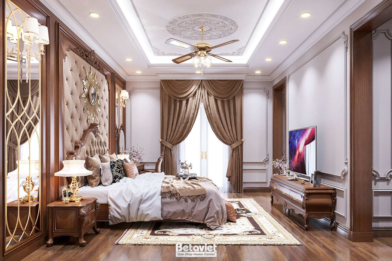 Nội thất phòng ngủ biệt thự tân cổ điển KT17115 – góc nhìn 6