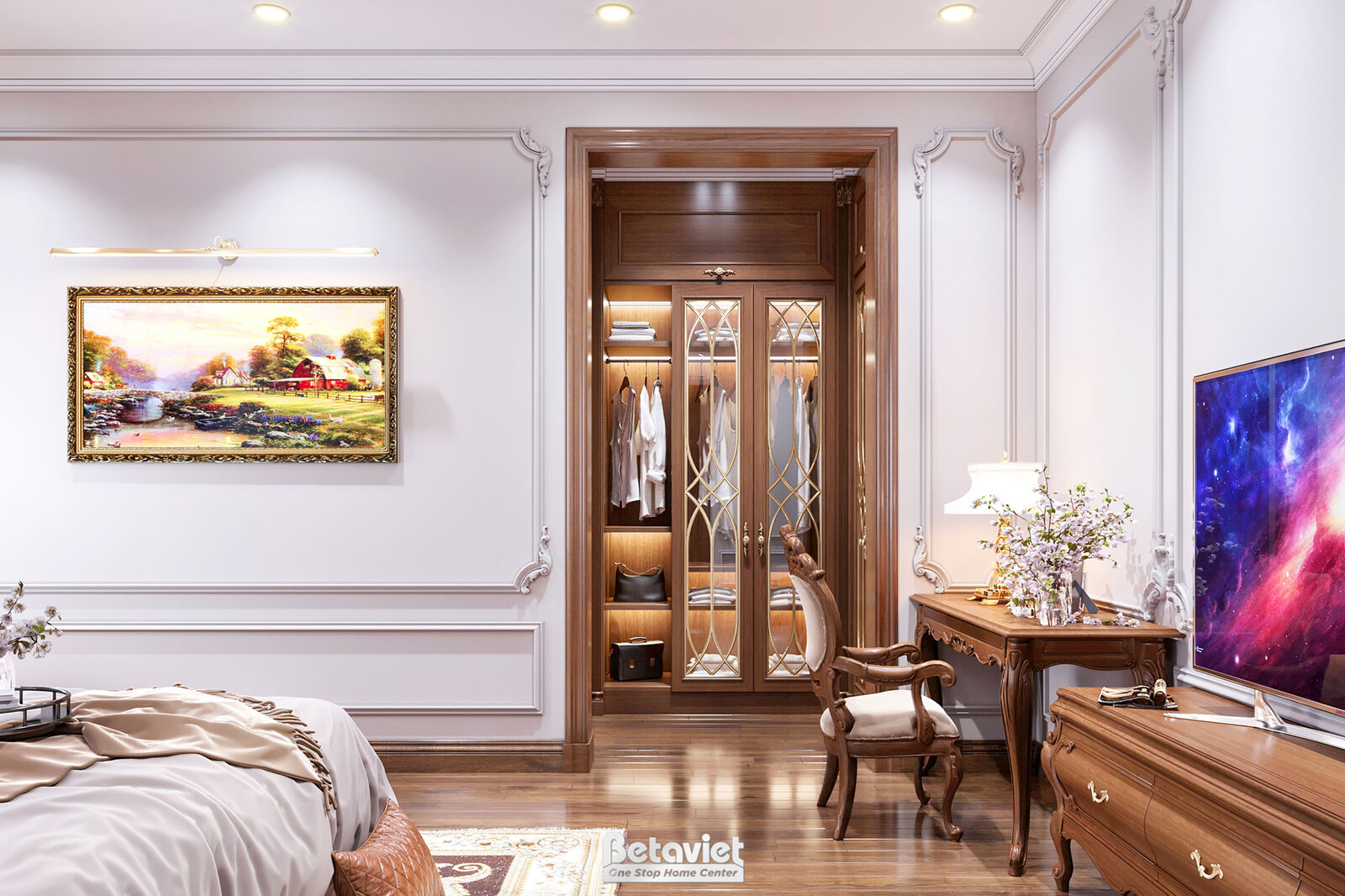 Nội thất phòng thay đồ biệt thự tân cổ điển KT17115 – góc nhìn 2