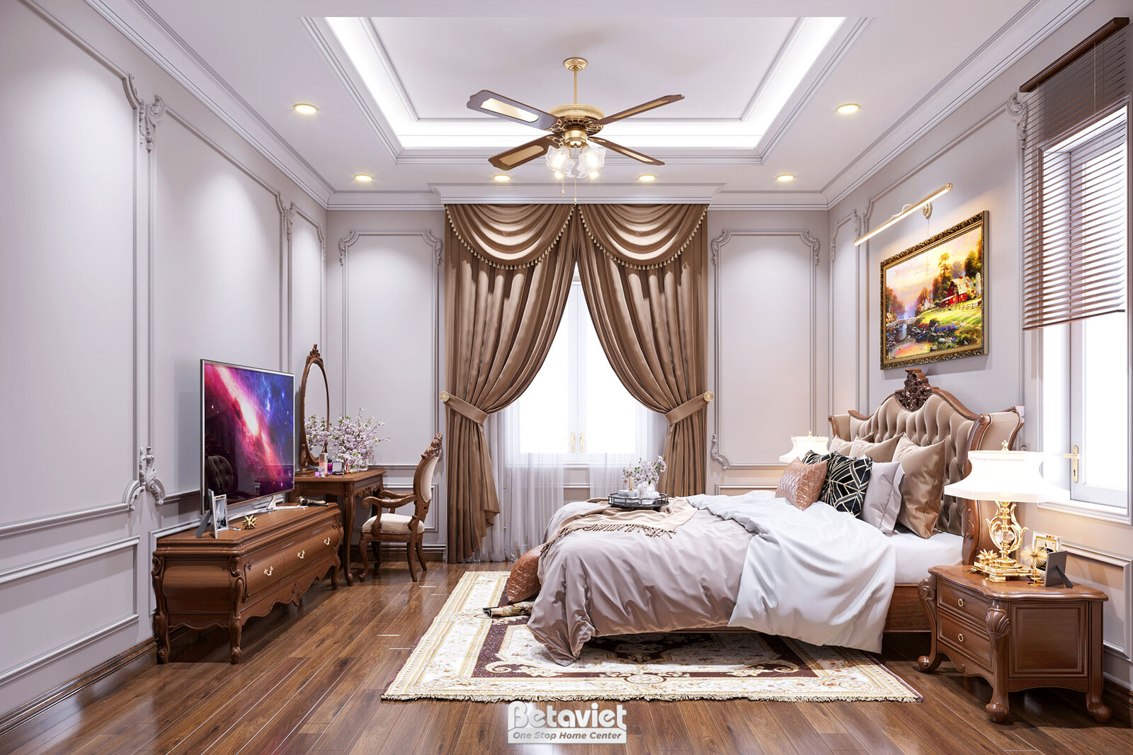 Nội thất phòng ngủ biệt thự tân cổ điển KT17115 – góc nhìn 11