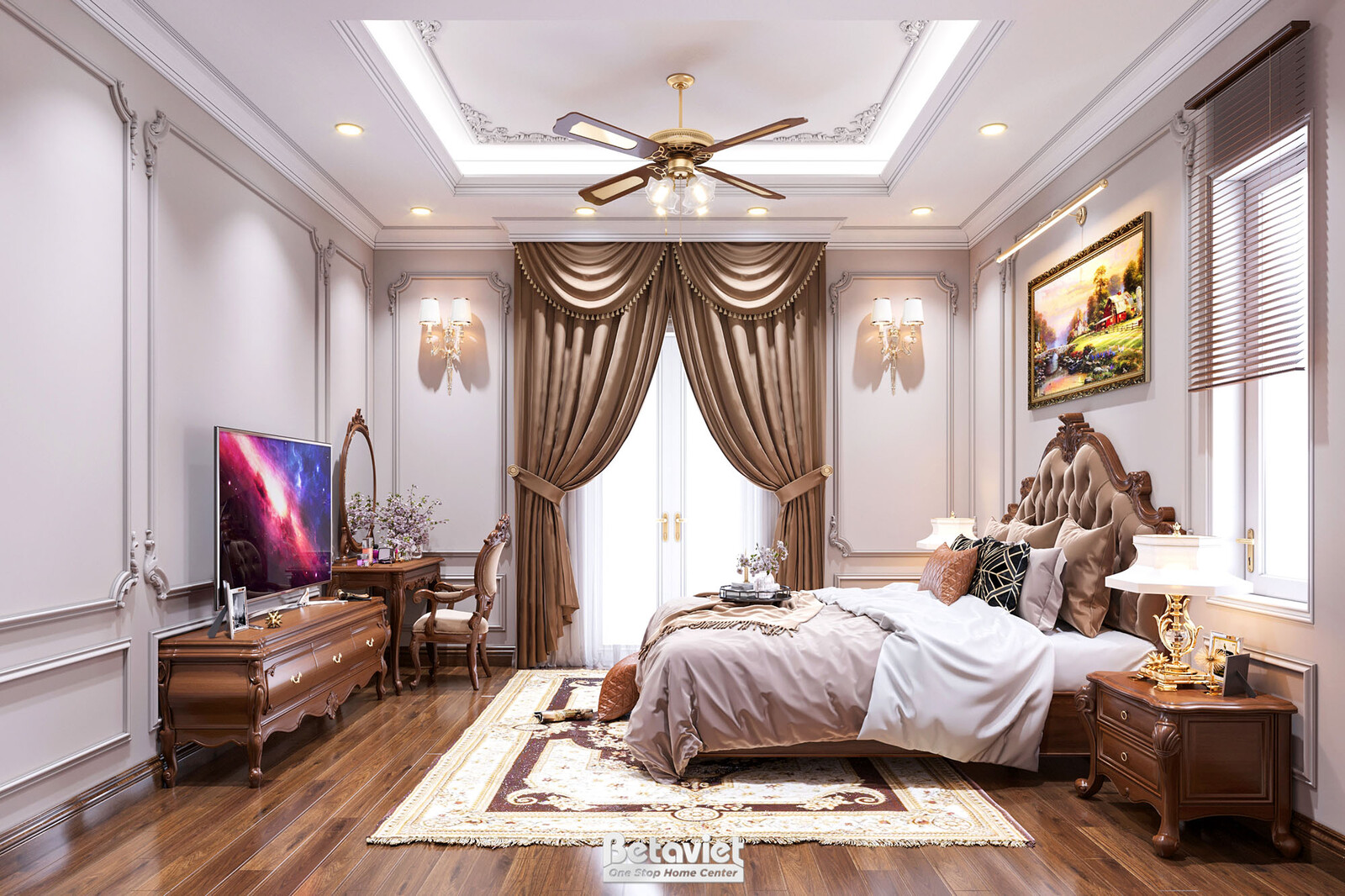 Nội thất phòng ngủ biệt thự tân cổ điển KT17115 – góc nhìn 12