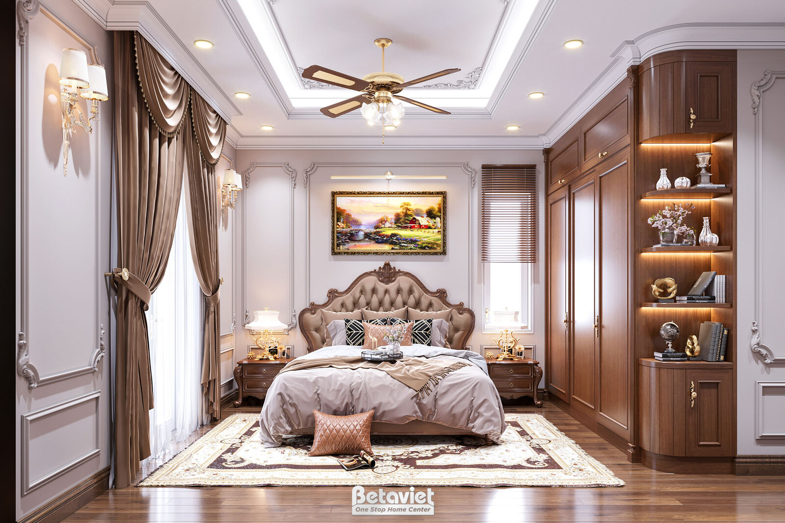 Nội thất phòng ngủ biệt thự tân cổ điển KT17115 – góc nhìn 4