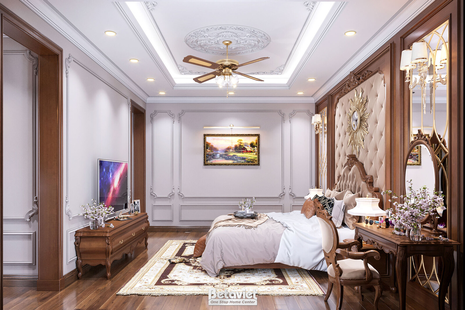 Nội thất phòng ngủ biệt thự tân cổ điển KT17115 – góc nhìn 7