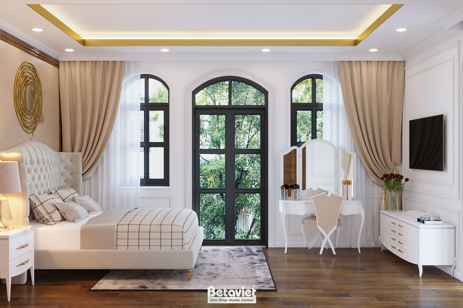 Nội thất phòng ngủ biệt thự tân cổ điển KT21113 – góc nhìn 5