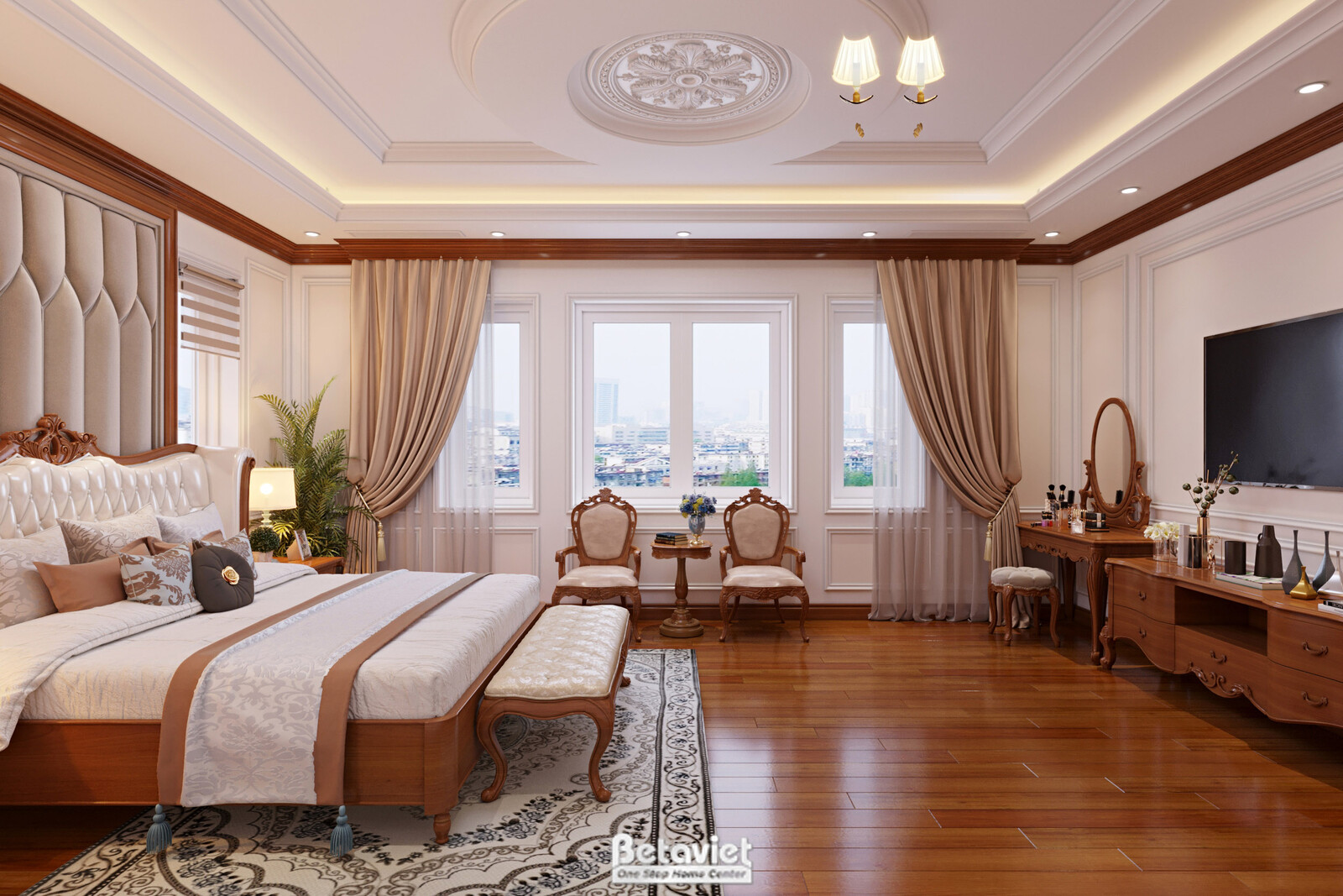 Nội thất phòng ngủ biệt thự tân cổ điển NT21092 – góc nhìn 16