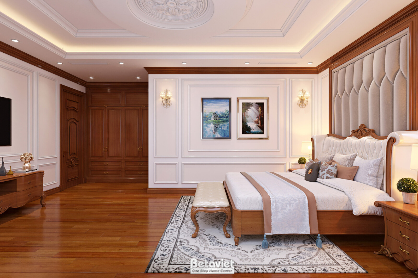 Nội thất phòng ngủ biệt thự tân cổ điển NT21092 – góc nhìn 17