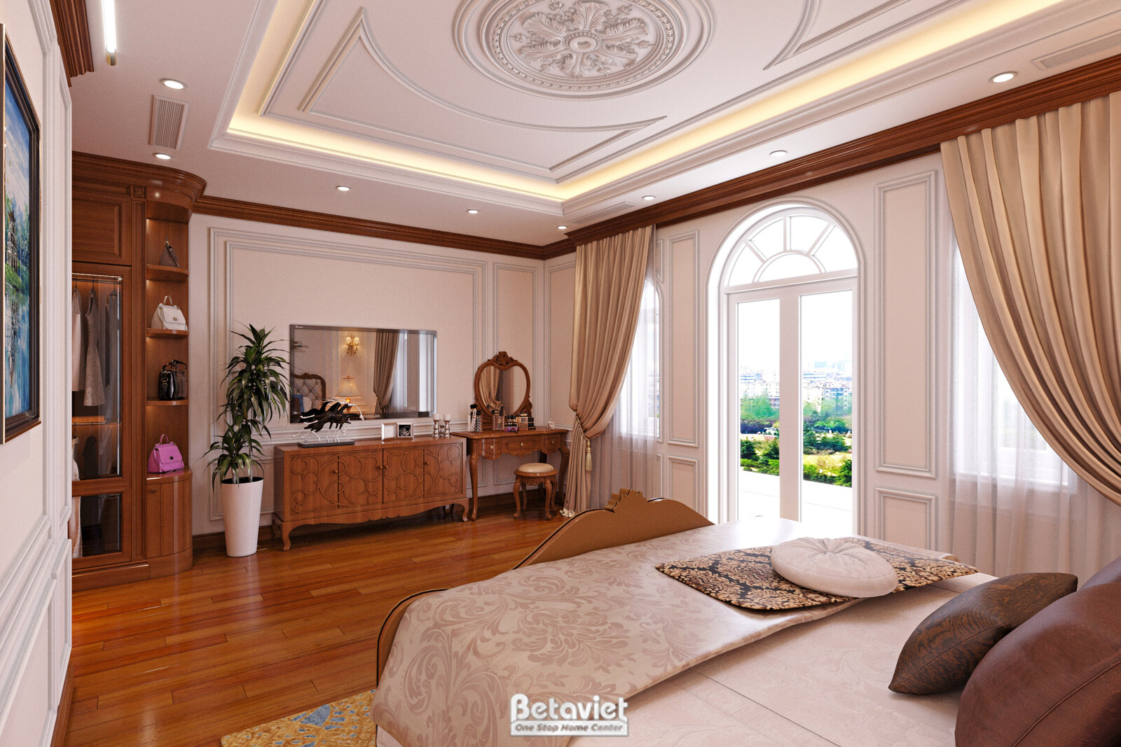Nội thất phòng ngủ biệt thự tân cổ điển NT21092 – góc nhìn 18