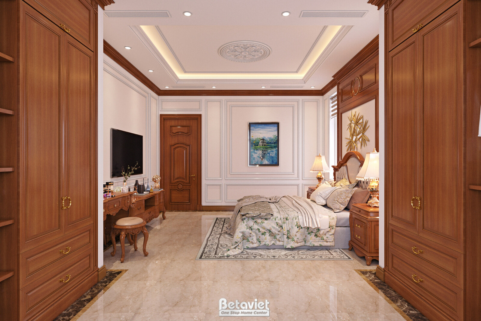 Nội thất phòng ngủ biệt thự tân cổ điển NT21092 – góc nhìn 2