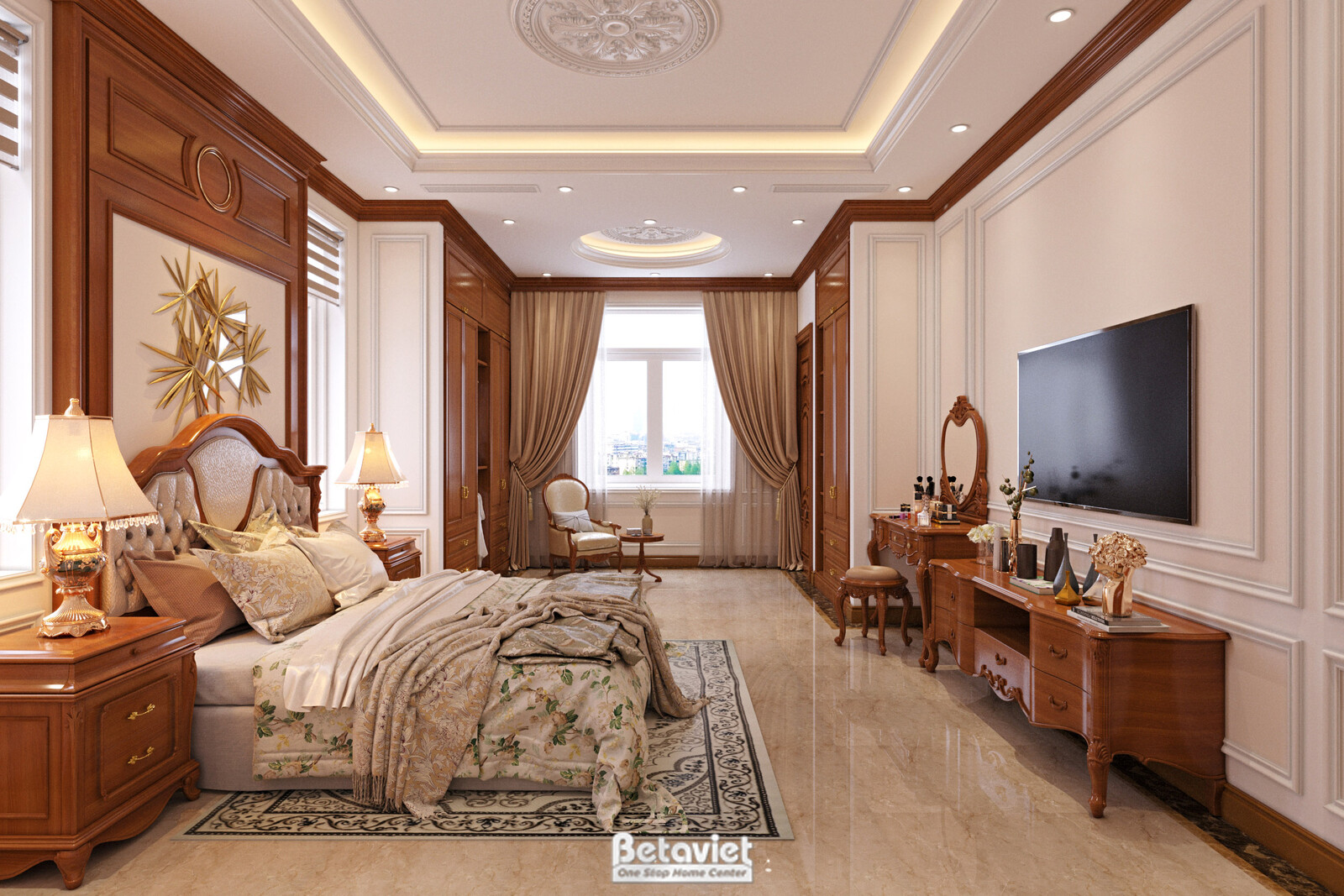 Nội thất phòng ngủ biệt thự tân cổ điển NT21092 – góc nhìn 9