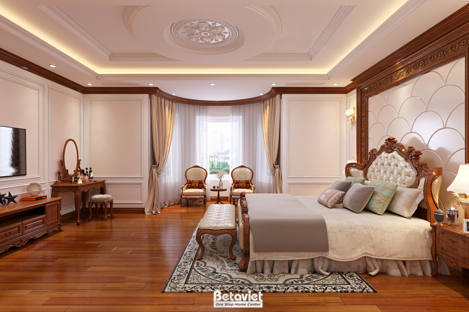 Nội thất phòng ngủ biệt thự tân cổ điển NT21092 – góc nhìn 10
