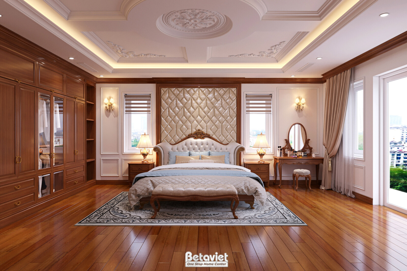 Nội thất phòng ngủ biệt thự tân cổ điển NT21092 – góc nhìn 3