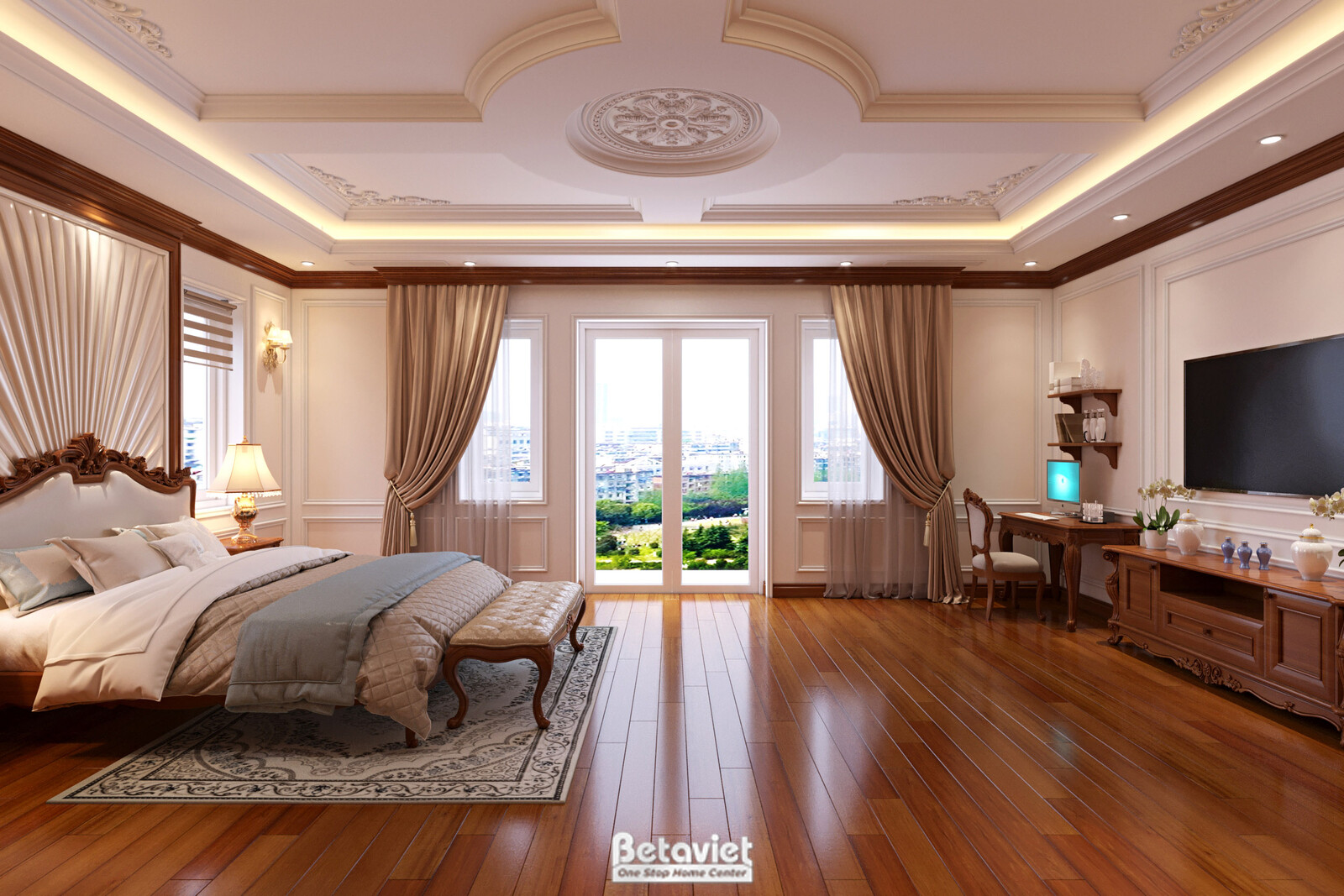 Nội thất phòng ngủ biệt thự tân cổ điển NT21092 – góc nhìn 13
