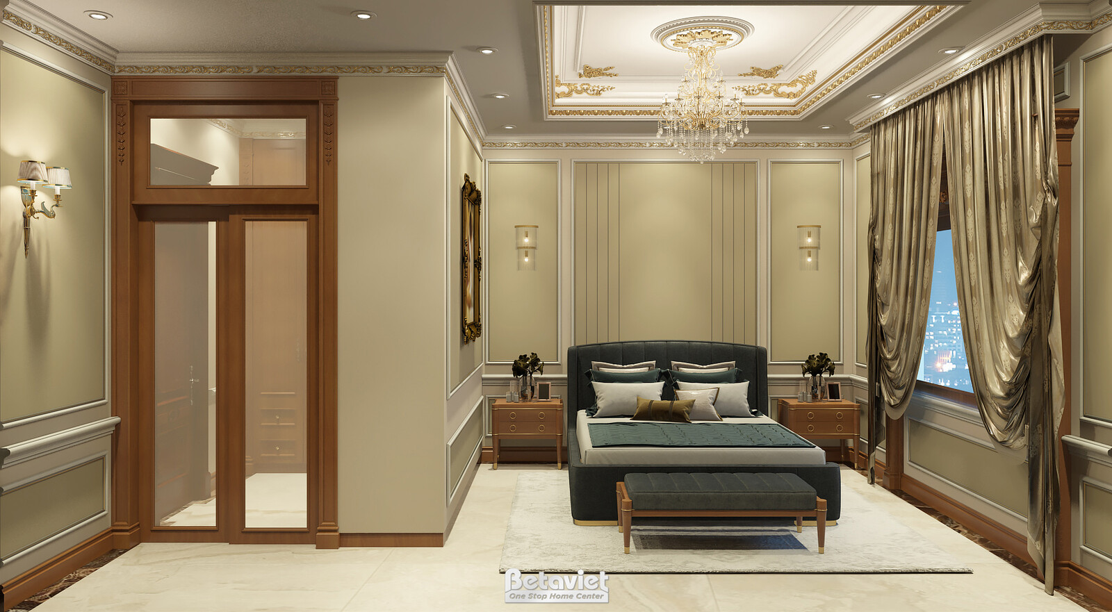 Nội thất phòng ngủ biệt thự tân cổ điển KT22086 – góc nhìn 9