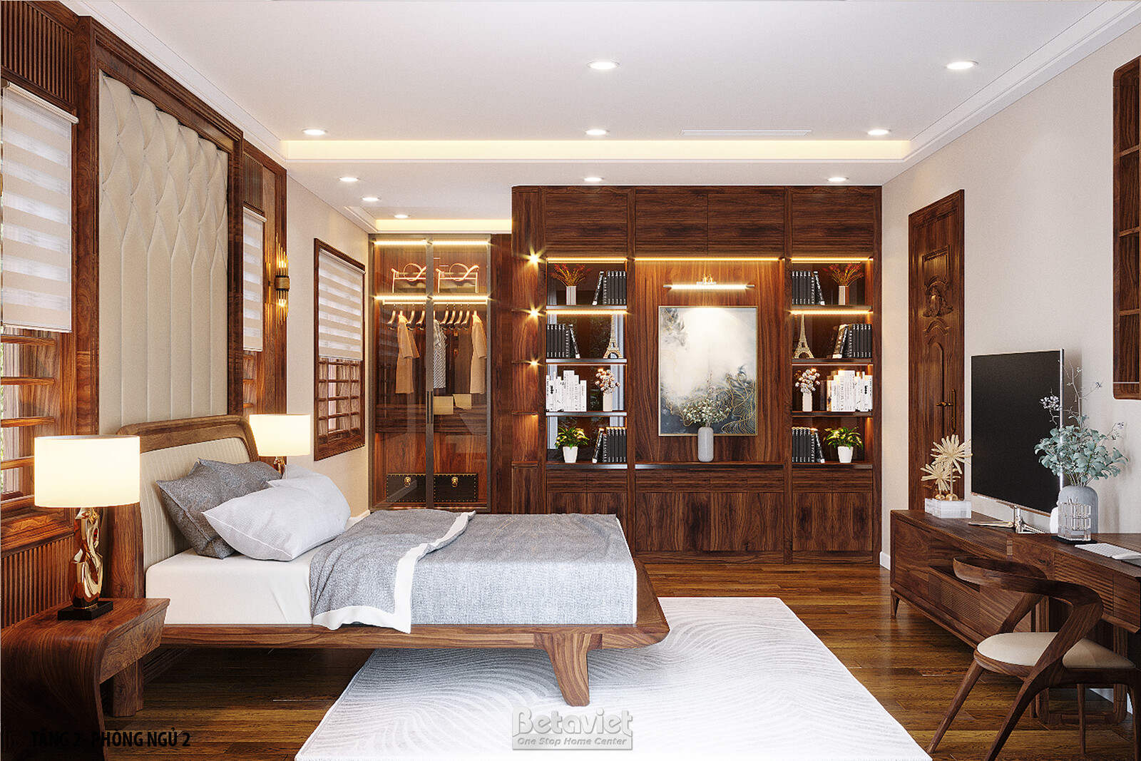 Nội thất phòng ngủ biệt thự hiện đại gỗ NT22065 – góc nhìn 5