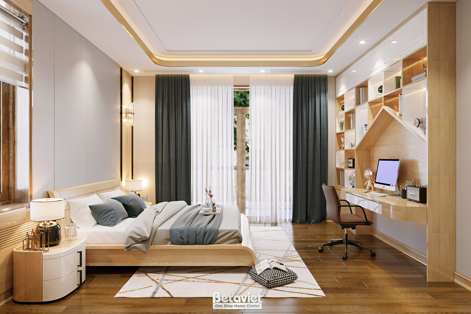 Nội thất phòng ngủ biệt thự hiện đại NT22083 – góc nhìn 7