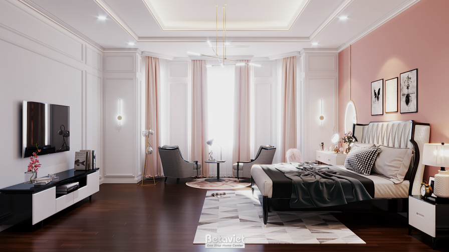Nội thất phòng ngủ biệt thự Art Deco NT20105 – góc nhìn 4