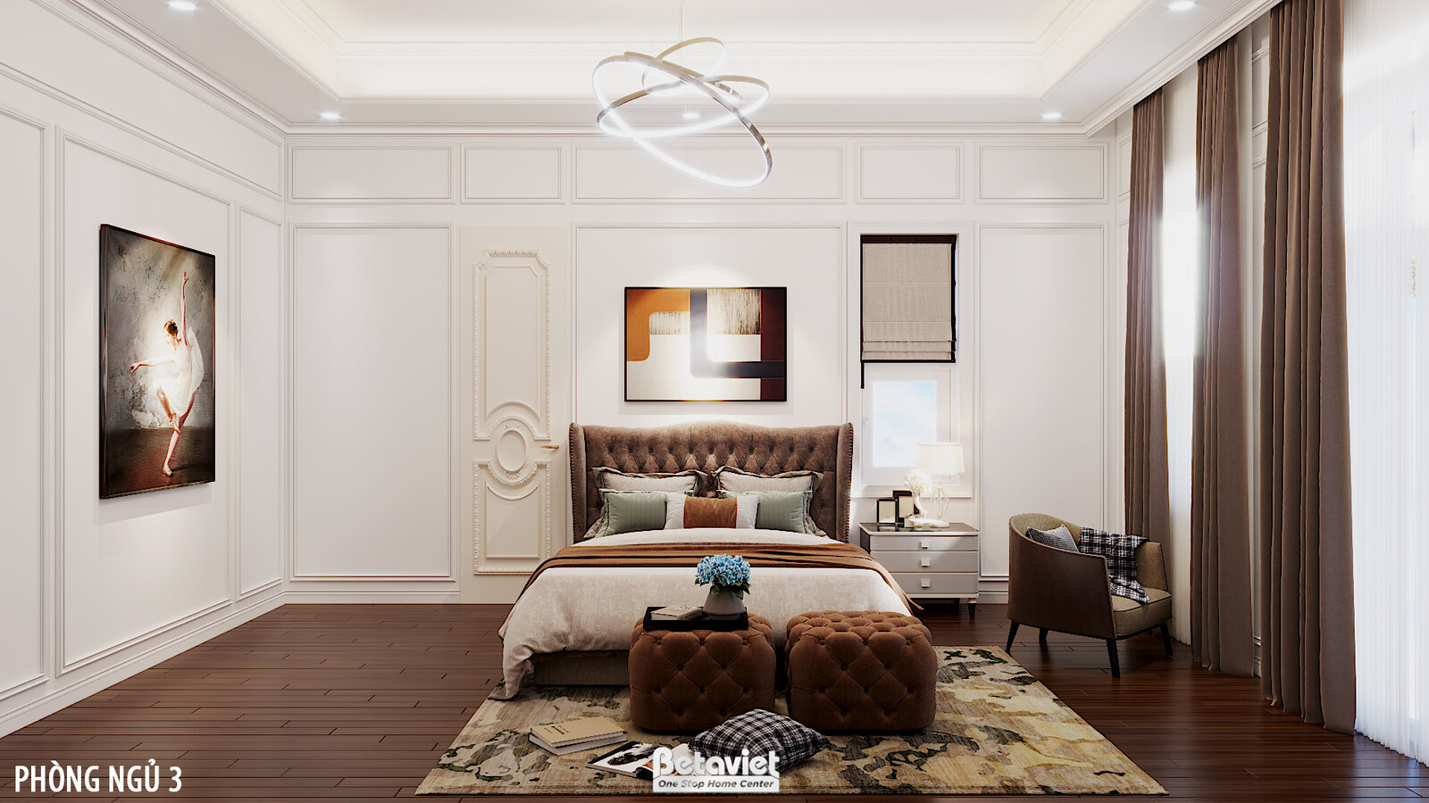 Nội thất phòng ngủ biệt thự Art Deco NT20105 – góc nhìn 10