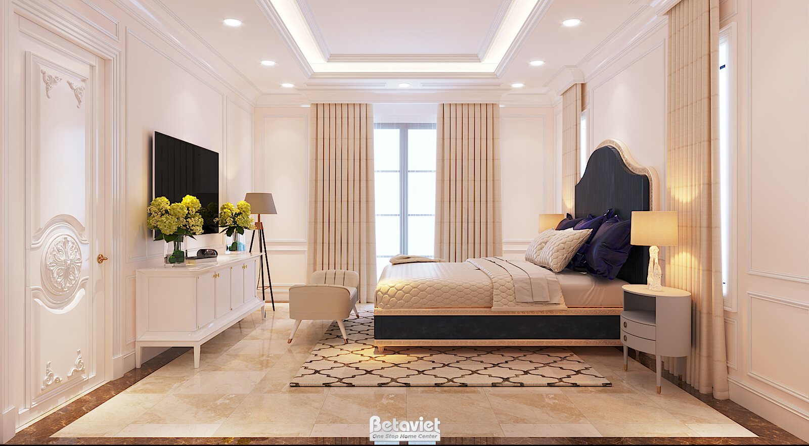 Nội thất phòng ngủ lâu đài tân cổ điển KT23124 – góc nhìn 23