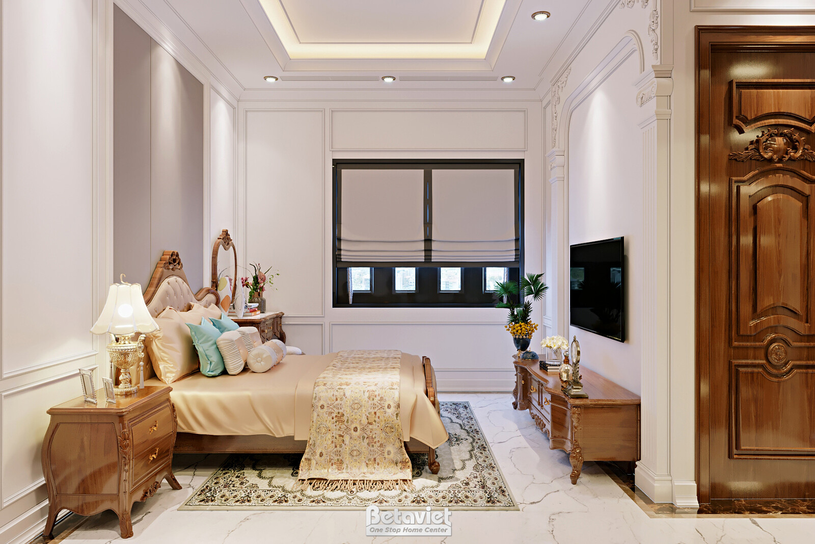 Nội thất phòng ngủ biệt thự tân cổ điển NT22098 – góc nhìn 9