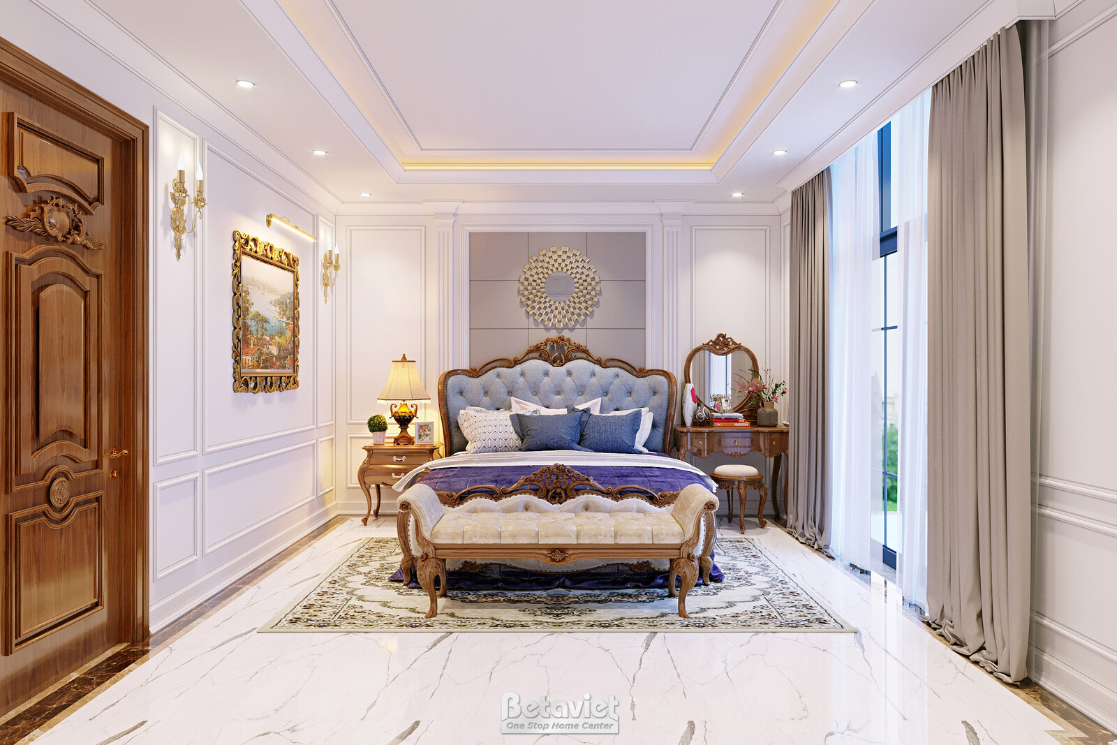 Nội thất phòng ngủ biệt thự tân cổ điển NT22098 – góc nhìn 2