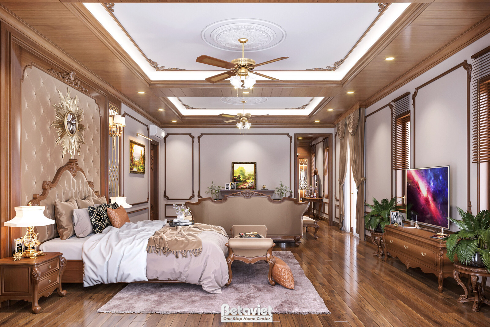 Nội thất phòng ngủ biệt thự tân cổ điển KT20135 – góc nhìn 2
